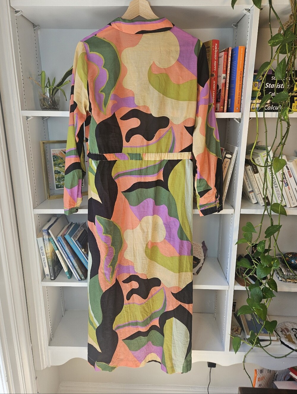 Colorful Abstract Print Maxi Dress - Green/Pink/Black - Picture 6 of 11